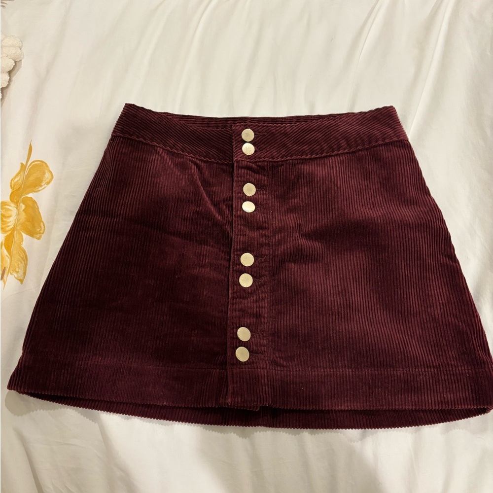 Abercrombie & Fitch Corduroy Skirt - Deep Burgundy